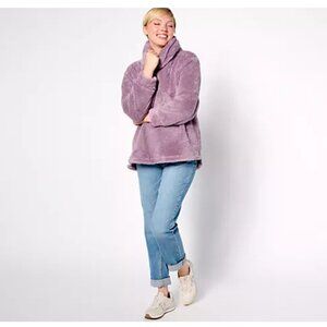 Berkshire Homewear Top ~ Wellsoft Cowl Neck Pop Over Purple Rose Sz S A623301